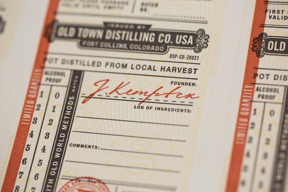 Old Town Distilling Spirits Label